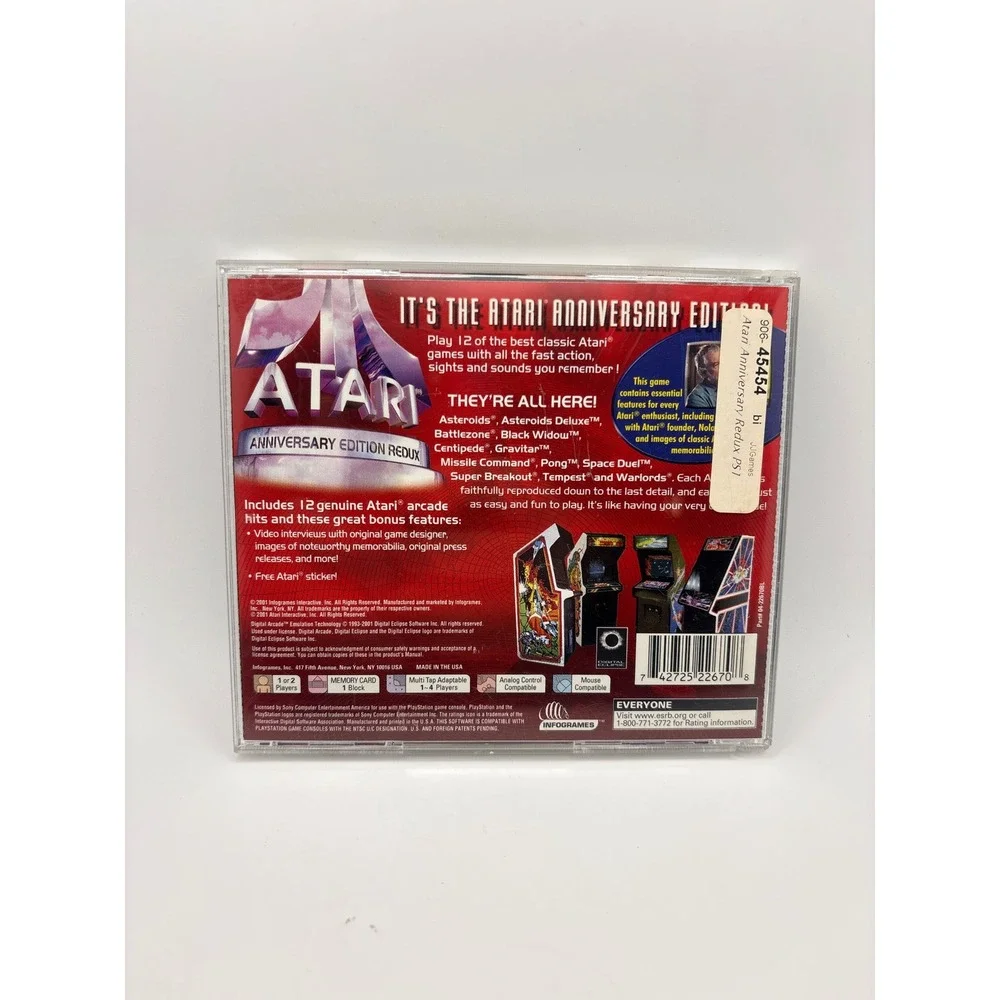 Atari Anniversary Edition Redux Sony PlayStation PS1 Retro Arcade Classics 2001